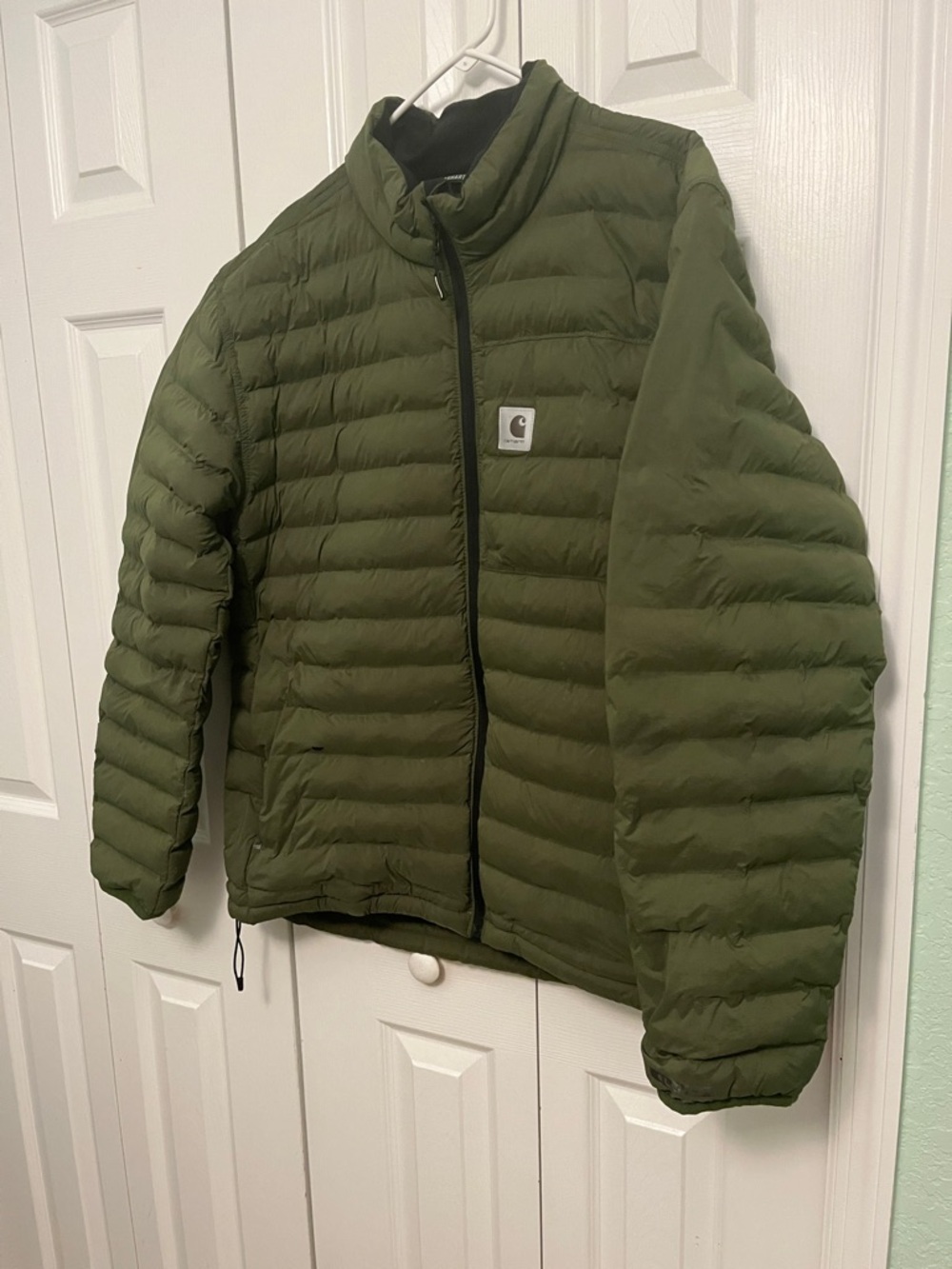 Carhartt Olive Quilted Down-Style Jacket XL - Picture 2 of 9